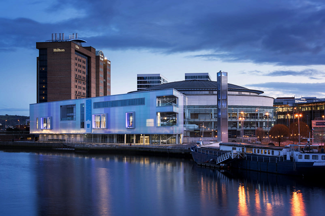 Belfast Waterfront with the Hilton Hotel in the background. Since its initial opening in January 1997, Belfast Waterfront, Co Antrim has successfully established itself as Northern Ireland’s premier conference and entertainment centre.